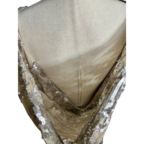 Calvin Klein Gown Women 14 NWT Cap-Sleeve Sequin Dress Floor Length Floral - Picture 14 of 16